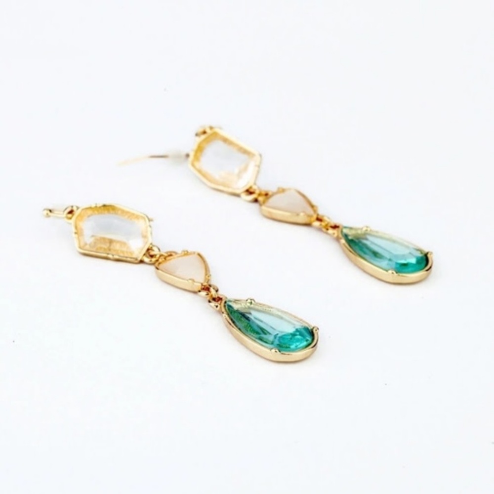 SALE! Tricolor Crystal Drop Statement Earrings - Picture 4 of 6